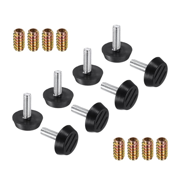Uxcell 8 Pcs M6 Thread Adjustable Furniture Levelers, 0.98 x 0.85" Screw Leveling Feet with 8 Pcs 0.79" Coupling Nut Anti Slip Floor Protector for Table Chair Cabinet Desk Sofa Workbench