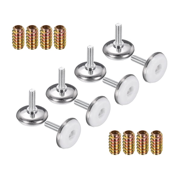 Uxcell 8 Pcs M6 Thread Adjustable Furniture Levelers, 1.18 x 1.1" Screw Leveling Feet with 8 Pcs 0.79" Coupling Nut Anti Slip Floor Protector for Table Chair Cabinet Desk Sofa Workbench