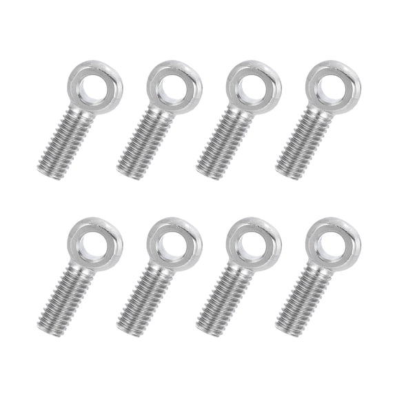 Uxcell 8 Pcs M6x20mm Shoulder Swing Lifting Eye Bolt, 304 Stainless Steel Metric Full Thread Fisheye Eye Slip Hole Screw Rigging Bolt Metal Fasteners Screws, Silver Tone