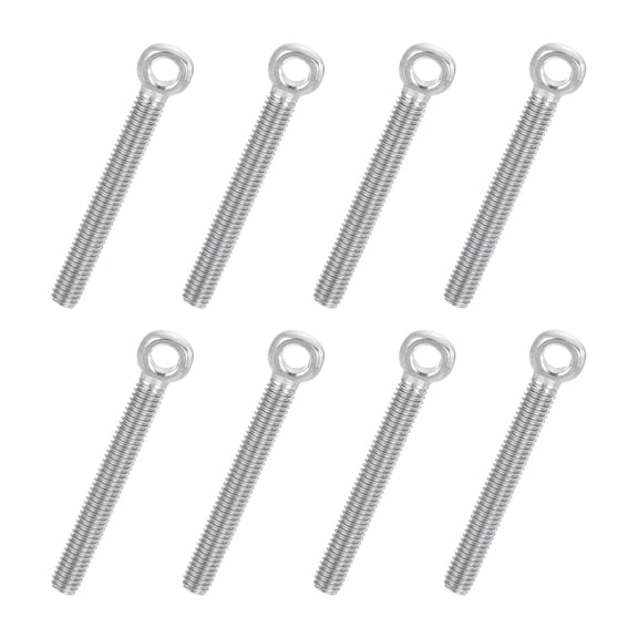 Uxcell 8 Pcs M6x50mm Shoulder Swing Lifting Eye Bolt, 304 Stainless Steel Metric Full Thread Fisheye Eye Slip Hole Screw Rigging Bolt Metal Fasteners Screws, Silver Tone
