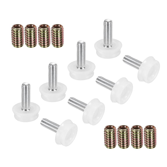 Uxcell 8 Pcs M8 Thread Adjustable Furniture Levelers, 1.24 x 0.98" Screw Leveling Feet with 8 Pcs 0.98" Coupling Nut Anti Slip Floor Protector for Table Chair Cabinet Desk Sofa Workbench