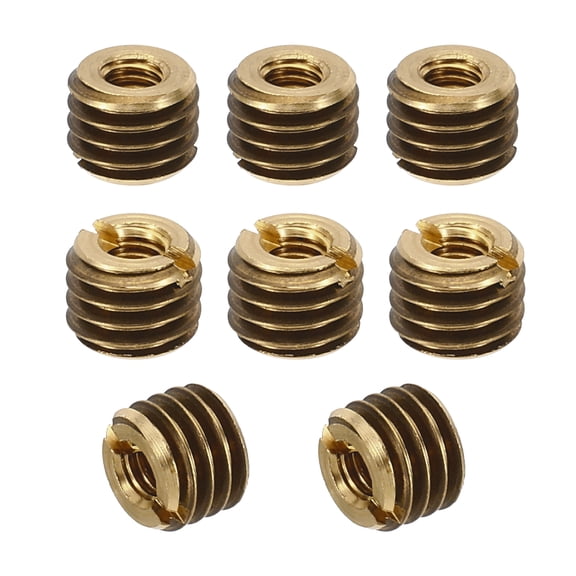 Uxcell 8 Pcs M8xM4x6mm Male to Female Brass Threaded Repair Insert Nut, Gold Tone