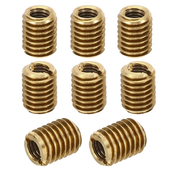 Uxcell 8 Pcs M8xM5x10mm Male to Female Brass Threaded Repair Insert Nut, Gold Tone