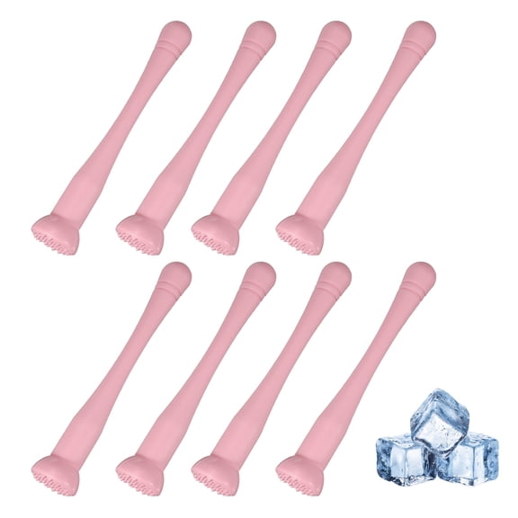 Uxcell 8 Pcs Muddler for Cocktails, 9 Inch PP Drink Muddler Bar Accessories Tools Ice Crusher for Home Party Cocktail Fruit Drinks, Pink (Thin)