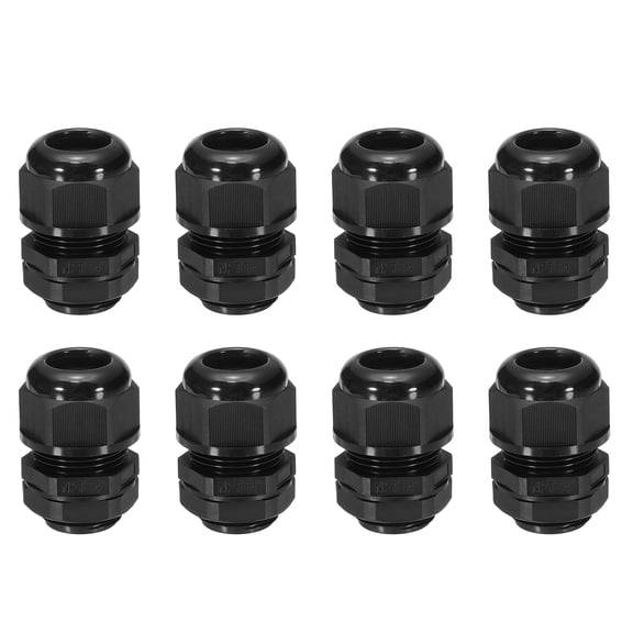 Uxcell 8 Pcs NPT 3/4" Cable Glands Adjustable 12.5-18mm PA6 Nylon IP68 Waterproof Connectors with Seals Anti-Corrosion for Industrial/Outdoor Electrical Systems (Black)