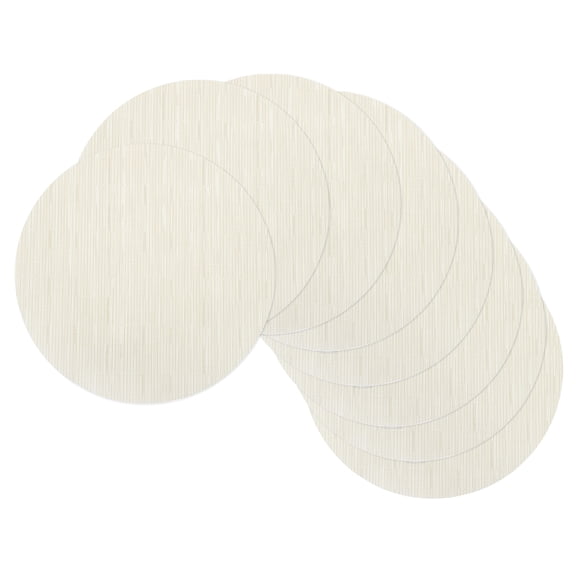 Uxcell 8Pcs Placemats, 13.7 Inch Placemats Round Braided Place Mats Non-Slip Heat Resistant Place Mats Washable Table Mats for Dining Table Bamboo Texture Surface, Beige