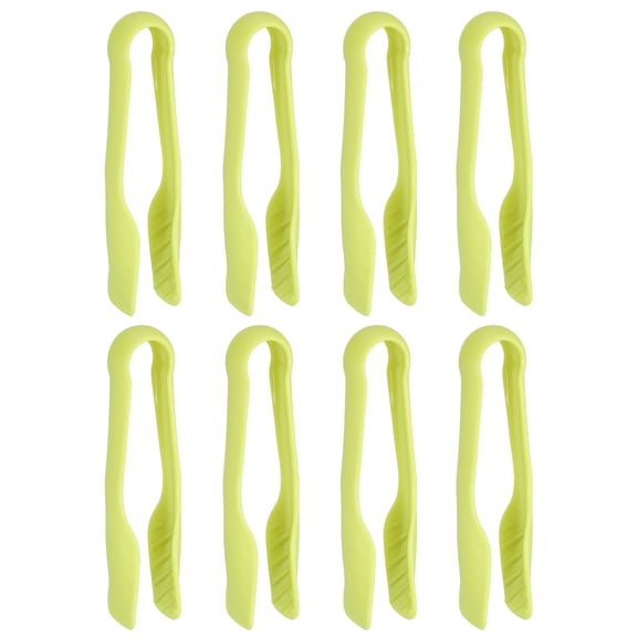 Uxcell 8 Pcs Plastic Serving Tongs Set, 6 Inch Heat Resistant Kitchen Utensils for Cooking and Baking, Green