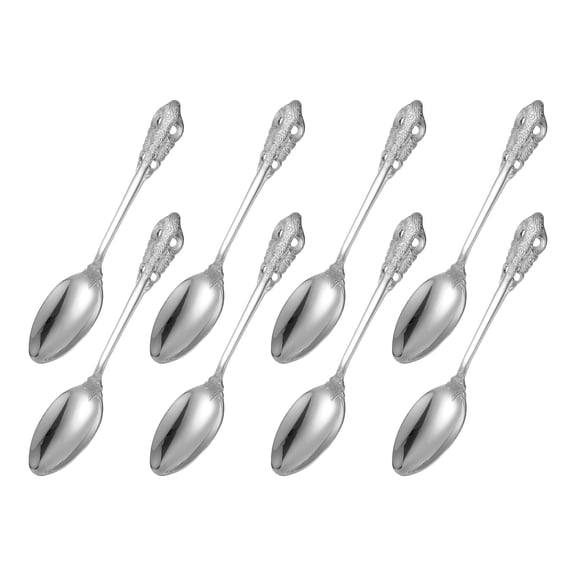 Uxcell 8 Pcs Round Soup Spoon, 7.9 Inch Stainless Steel Dinner Spoon, Flatware Cutlery Set for Home, Kitchen, and Restaurant, Dishwasher Safe, Silver