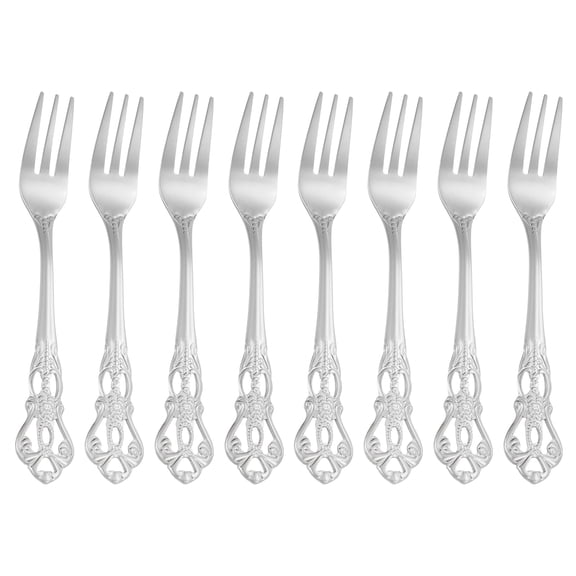 Uxcell 8 Pcs Salad Forks, 5.1 Inches Stainless Steel Dessert Forks, Mirror Polished, Dishwasher Safe, Tiny Forks for Small Desserts, Cocktails, Golden