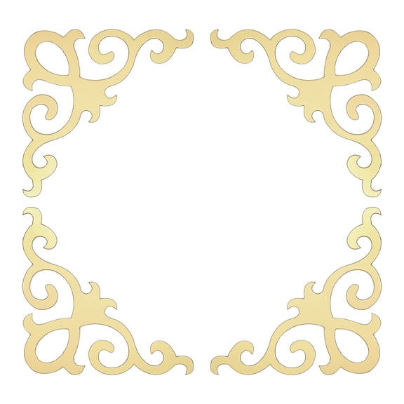 Uxcell 8 Pcs Seif-Adhesive Wall Sticker Mirror Decals, Acrylic Hollow Mirror Tiles Sticker Applique for Home Room Background Decor, Dark Gold (20x20cm)