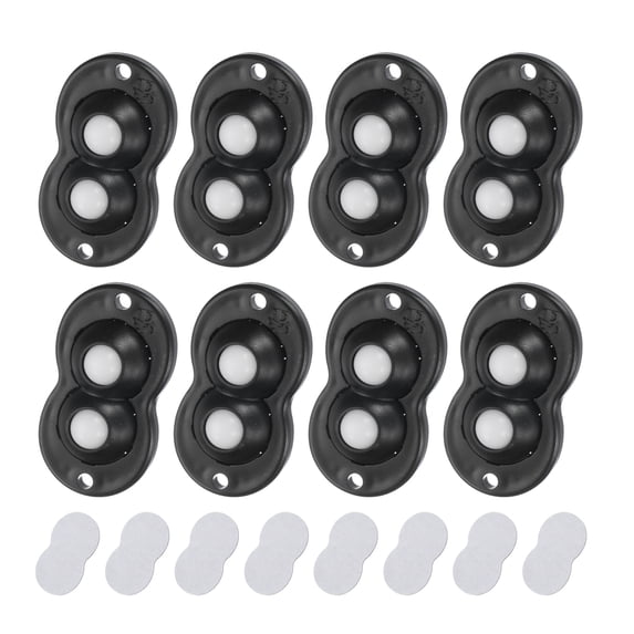 Uxcell 8 Pcs Self Adhesive Caster Wheels for Furniture (Black, 2 Nylon Rolling Ball)