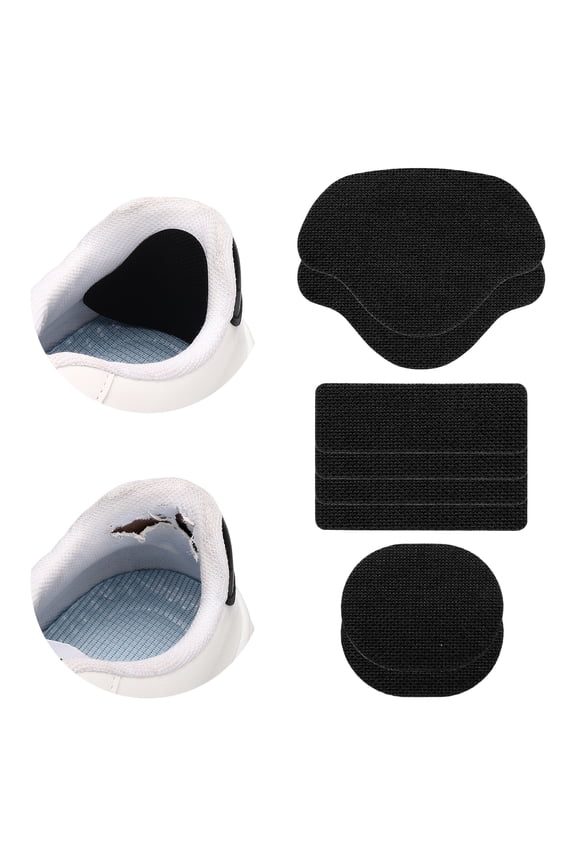 8 Pcs Shoe Heel Repair Patch Set Self-Adhesive Sneaker Inside Patches Heel Inserts Protectors Repair Pad for Men Women Sneaker Flats Toe Shoes Boots Hole, Black