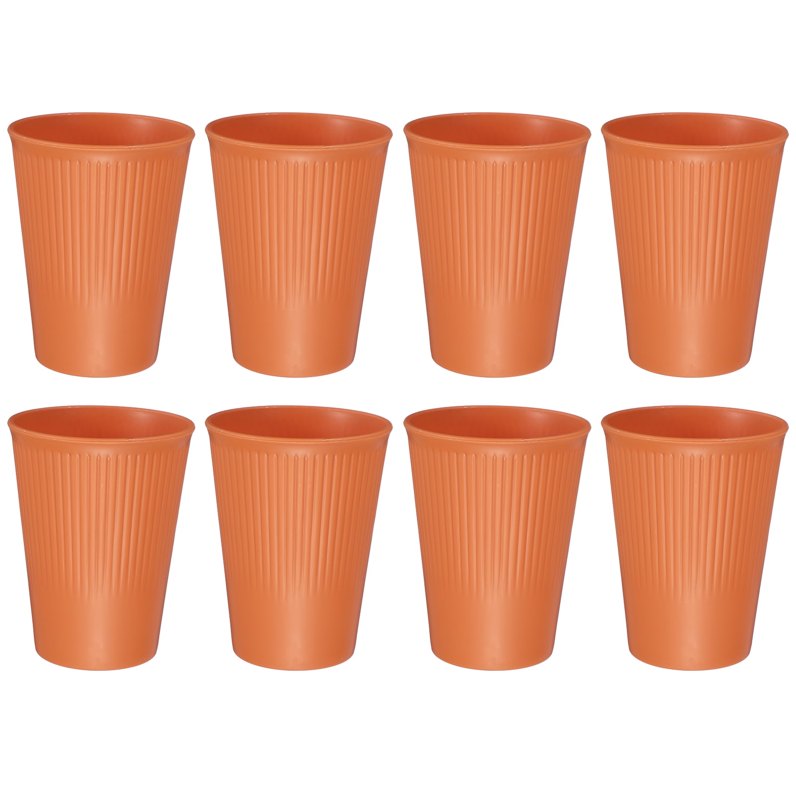 Uxcell 8 Pcs Simple Toothbrush Cup, 2.2 x 4.2" Bathroom Tumbler Unbreakable Reusable Plastic Cups for Storing Toothpaste Toothbrushes Combs Water Beverages, Orange(13.5 OZ)