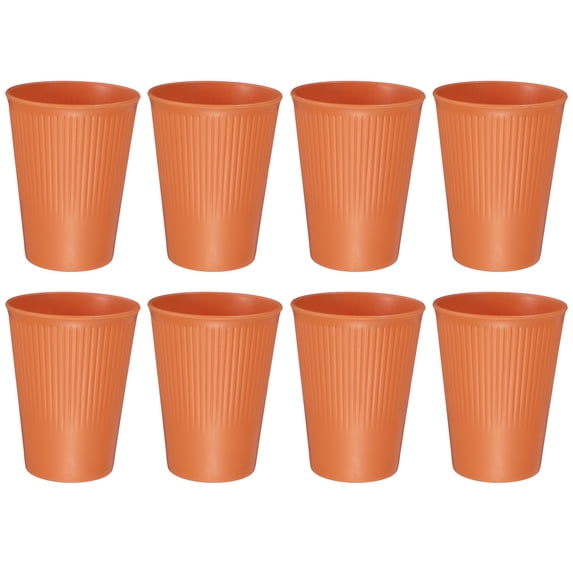 Uxcell 8 Pcs Simple Toothbrush Cup, 2.2 x 4.2" Bathroom Tumbler Unbreakable Reusable Plastic Cups for Storing Toothpaste Toothbrushes Combs Water Beverages, Orange(13.5 OZ)