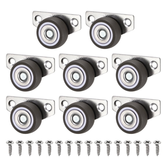 Uxcell 8 Pcs Small Caster Wheels, 1.25 Inch Side Mount Casters Mini Low Profile Wheels Smooth Drawer Rollers for Furniture Underbed Drawers Trays DIY Projects, Gray/Silver