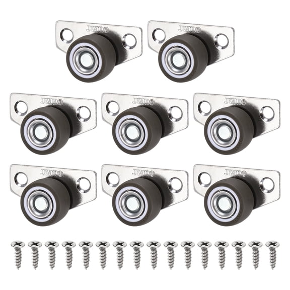 Uxcell 8 Pcs Small Caster Wheels, 1 Inch Side Mount Casters Mini Low Profile Wheels Smooth Drawer Rollers for Furniture Underbed Drawers Trays DIY Projects, Gray/Silver