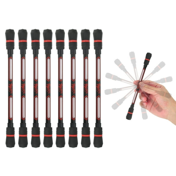 Uxcell 8 Pcs Spinning Pen, 0.5mm Gel Pens Black Ink Rollerball Pens Fidget Rolling Finger Cool with Weighted Ball for Adults Game Entertainment Pressure Reduce Office, Red