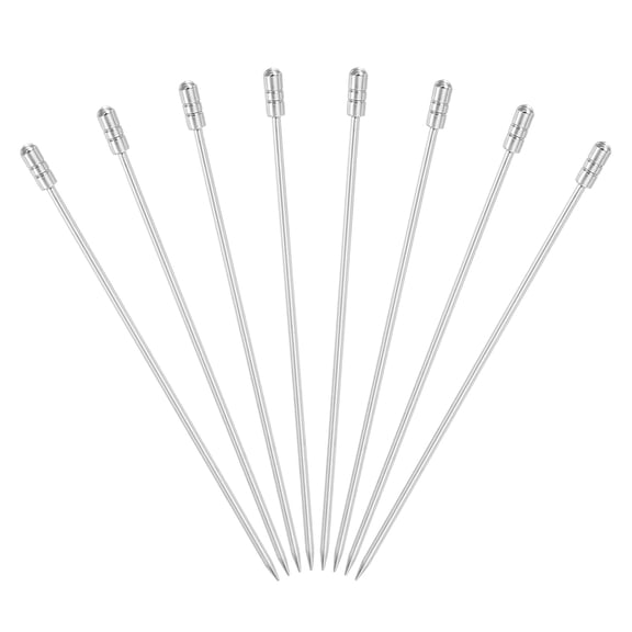 Uxcell 8 Pcs Stainless Steel Cocktail Picks, 4.33" Martini Picks Fruit Sticks Metal Skewers Reusable for Drinks Olives Appetizers Fruit Decorative, Silver (Cylinder)