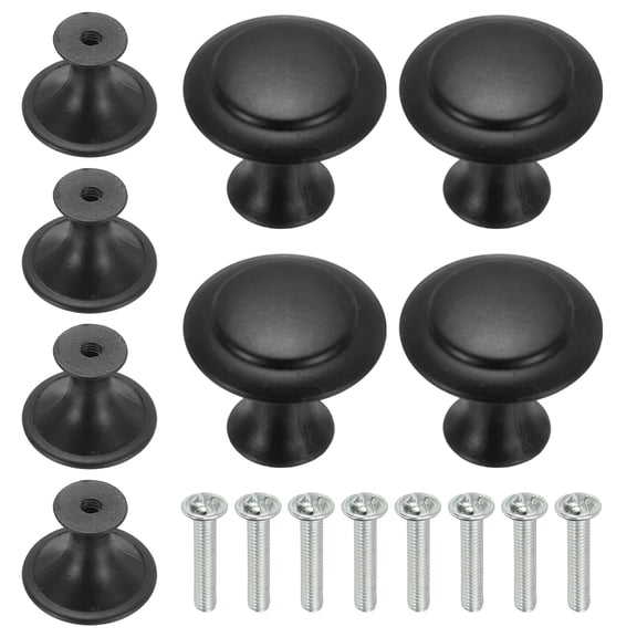 Uxcell 8 Pcs Stainless Steel Knobs, Single Hole Pull with Screw, 23mm Black
