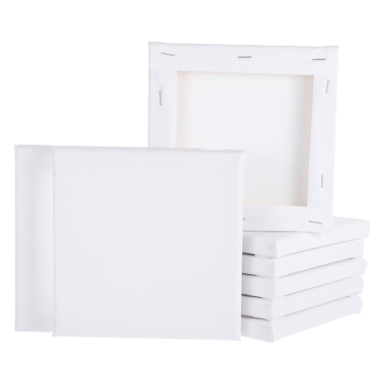 Uxcell 8 Pcs Stretched Canvas, 6x6" Artist Boards 4/5" Profile Cotton Panels,White