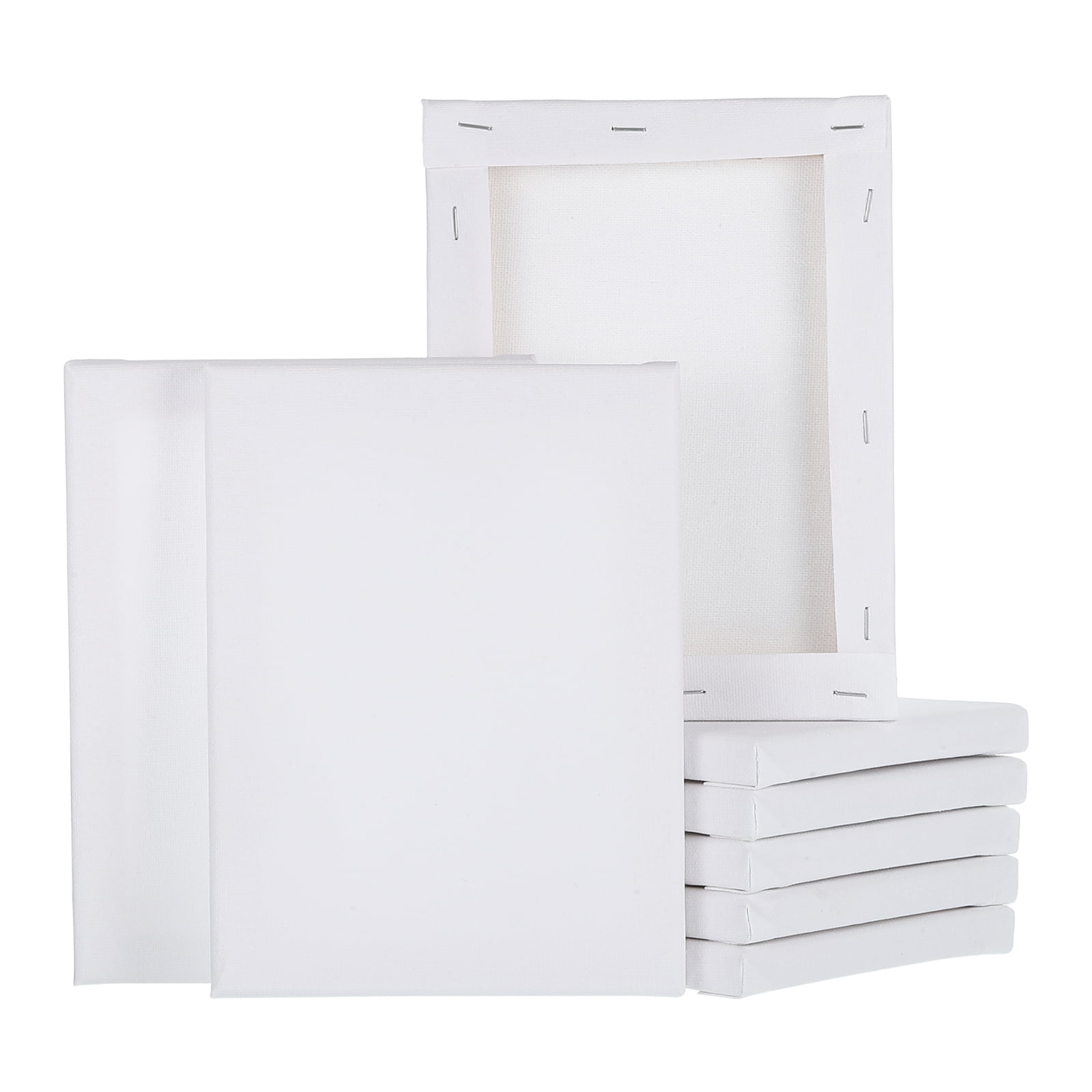 Uxcell 8 Pcs Stretched Canvas, 6x8" Artist Boards 4/5" Profile Cotton Panels,White