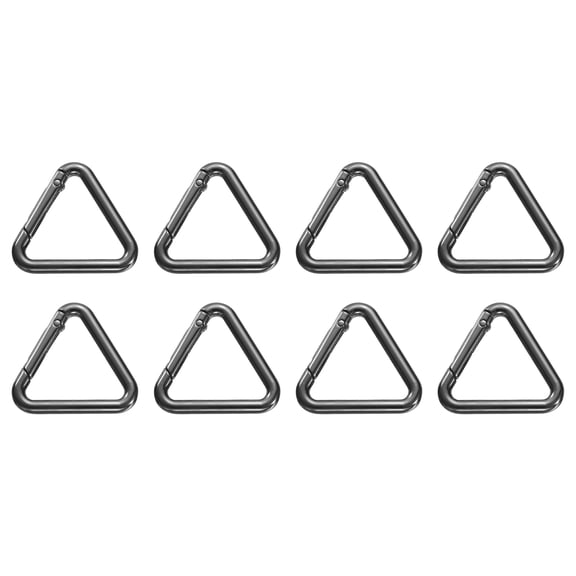 Uxcell 8 Pcs Triangle Spring Key Ring 1.6 Inch Metal Buckle Spring Snap Clip Trigger for Keychains Bags Purse Handbags Hanging Crafts DIY Accessories Decorations, Black