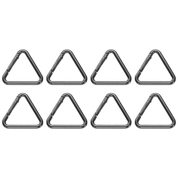 Uxcell 8 Pcs Triangle Spring Key Ring 1.8 Inch Metal Buckle Spring Snap Clip Trigger for Keychains Bags Purse Handbags Hanging Crafts DIY Accessories Decorations, Black