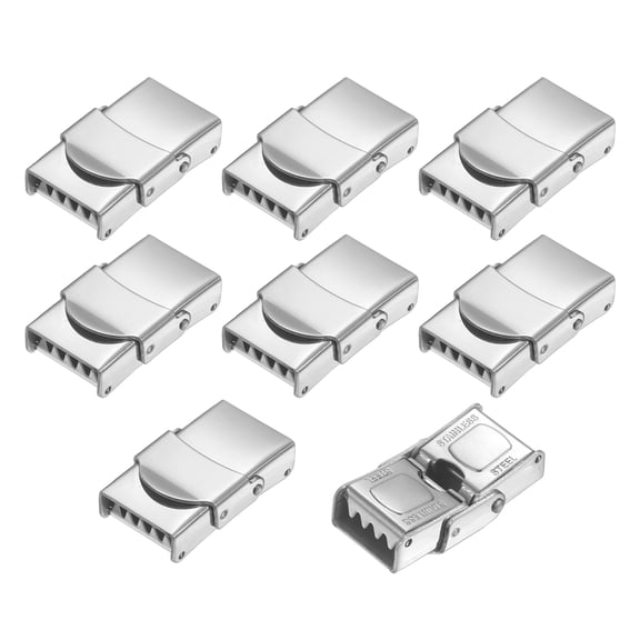Uxcell 8 Pcs Watch Band Clasps, Hole Size 10x3mm Titanium Steel Rectangle Watch Buckle Watches Strap Clasps Replacement for DIY Bracelet Jewelry Making, Silver
