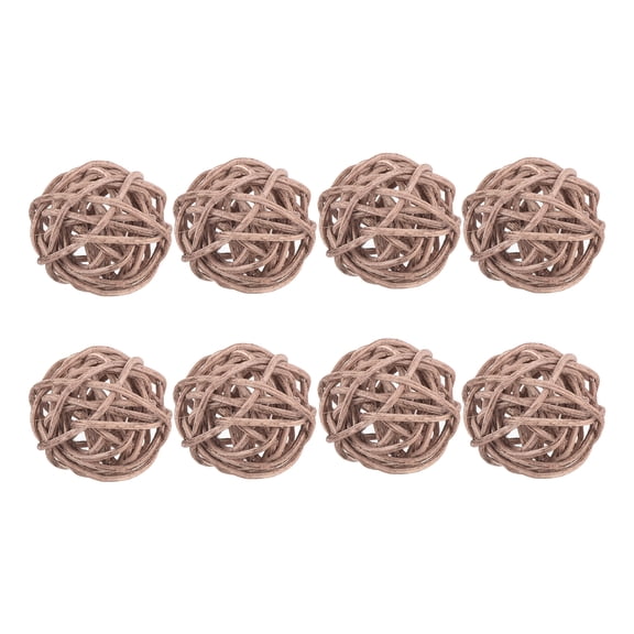 Uxcell 8 Pcs Wicker Rattan Balls 1.2 Inch Rattan Decorative Balls Vase Fillers for Wedding Party Brown