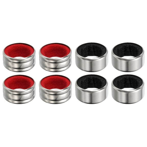 Uxcell 8 Pcs Wine Bottle Collars, Stainless Steel & Velvet Felt Drip Ring, Black/Red (Glossy&Flannel)