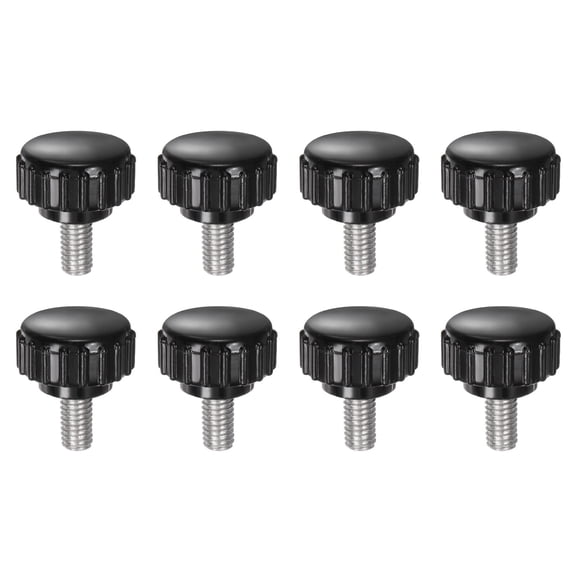 Uxcell 8 Pieces Knurled Clamping Knobs M5 x 10mm 304 Stainless Steel Threaded Stud 18mm Round Head Thumb Screws Black