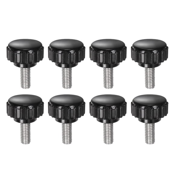 Uxcell 8 Pieces Knurled Clamping Knobs M5 x 14mm 304 Stainless Steel Threaded Stud 18mm Round Head Thumb Screws Black