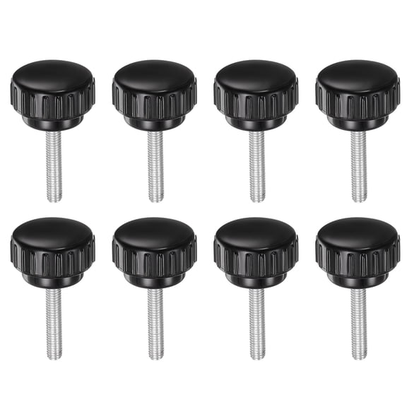 Uxcell 8 Pieces Knurled Clamping Knobs M5 x 25mm Zinc Plated Carbon Steel Threaded Stud 25mm Head Thumb Screws