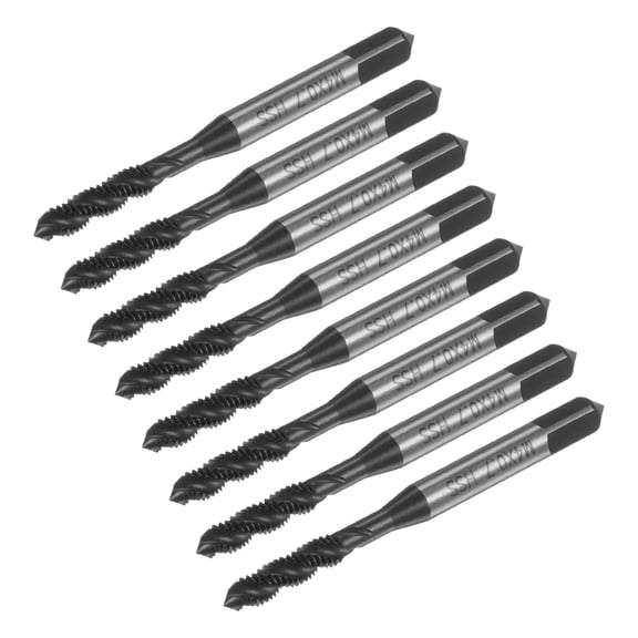Uxcell 8 Pieces Metric Spiral Flute Thread Taps M4 x 0.7 H2 Nitride Coated Screw Threading Tap Tapping Tools
