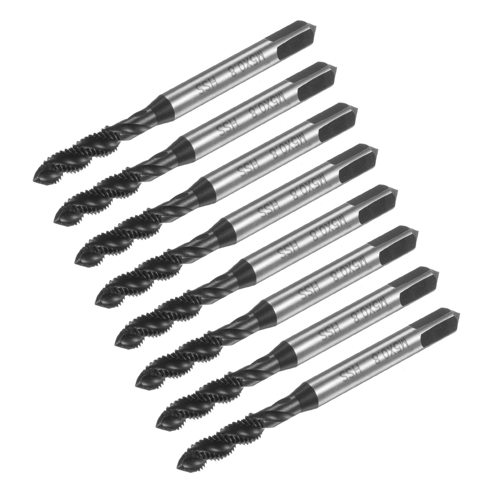 Uxcell 8 Pieces Metric Spiral Flute Thread Taps M5 x 0.8 H2 Nitride ...