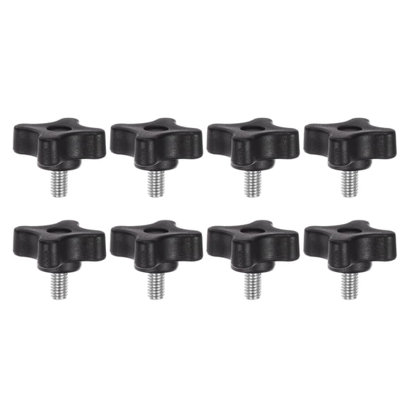 Uxcell 8 Pieces Star Knobs M6 x 12mm Metric Threaded Stud 32mm 4-Point Plastic Head Clamping Thumb Screws
