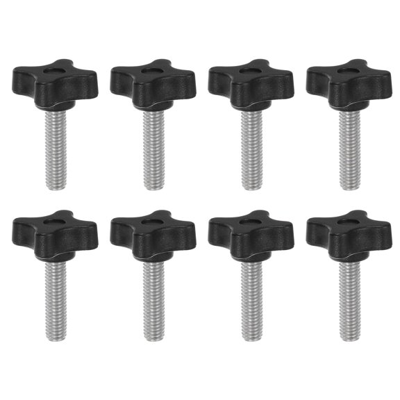Uxcell 8 Pieces Star Knobs M8 x 35mm Metric Threaded Stud 32mm 4-Point Plastic Head Clamping Thumb Screws