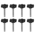 thumbnail image 1 of Uxcell 8 Pieces Star Knobs M8 x 55mm 304 Stainless Steel Threaded Stud 38mm 6-Star Head Clamping Thumb Screw Black, 1 of 7