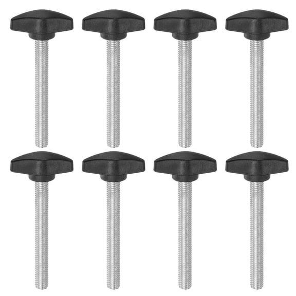 Uxcell 8 Pieces Tee Wing Knobs M8 x 65mm Metric Male Thread Plastic T Head Thumb Screw Clamping Stud Knob Black