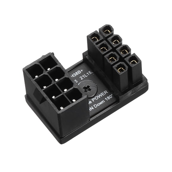 Uxcell 8 Pin Female to 8 Pin Male 180 Degree Adapter Reverse Type - GPU Power 180 Degree Angle Connector Power Adapter Board for Desktop Graphics Card, Black