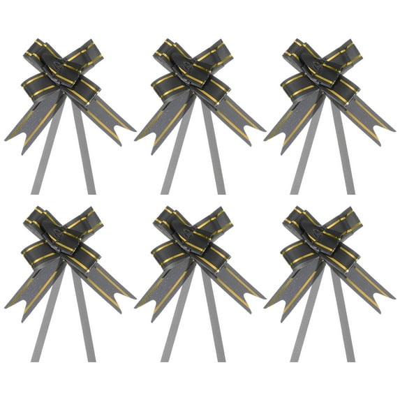 Uxcell 8" Pull Bows Gift Wrapping Pull Bow Gold Thread Style Baskets Present Bows Knot Ribbon Black 100 Pcs