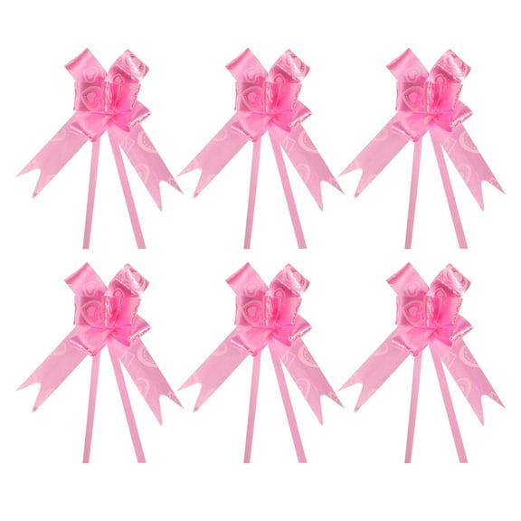 Uxcell 8" Pull Bows Gift Wrapping Pull Bow Heart Pattern Baskets Present Bows Knot Ribbon Pink 100 Pcs