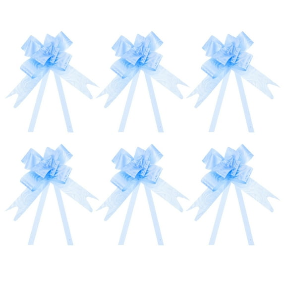 Uxcell 8" Pull Bows Gift Wrapping Pull Bow Rose Pattern Baskets Present Bows Knot Ribbon Light Blue 100 Pcs