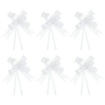 Uxcell 8" Pull Bows Gift Wrapping Pull Bow Rose Pattern Baskets Present Bows Knot Ribbon White 100 Pcs