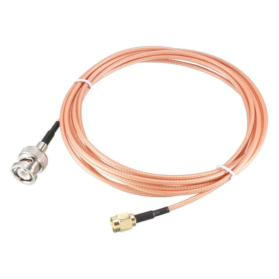 Uxcell 8'' RG316 50 Ohm Coaxial Cable with BNC Male to SMA Male Connectors Jumper Cable Brass Pink 1pcs