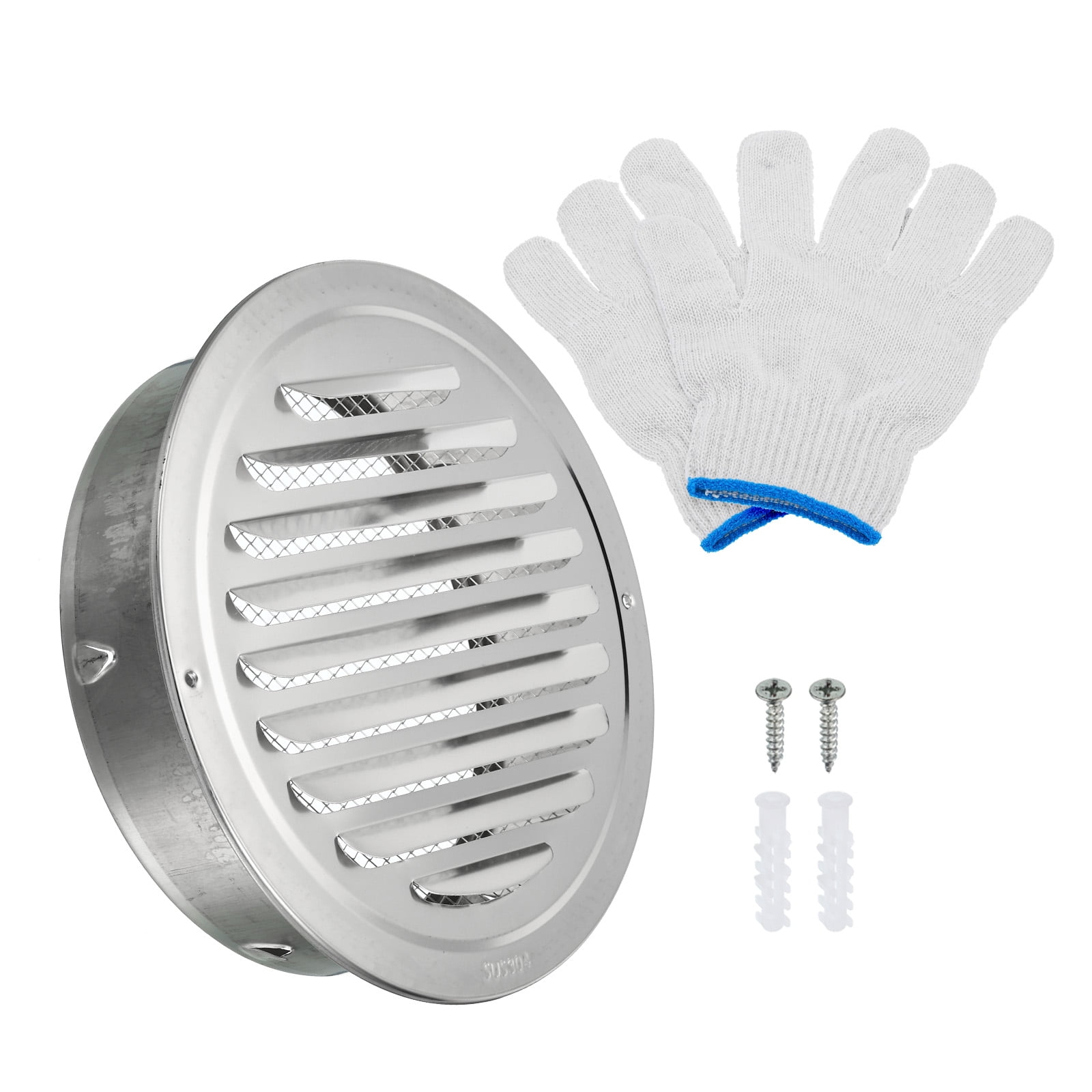 Uxcell 8" Round Soffit Air Vents, 304 Stainless Steel Louver Grille Vent Cover Mesh Air Outlet for Kitchen Bathroom