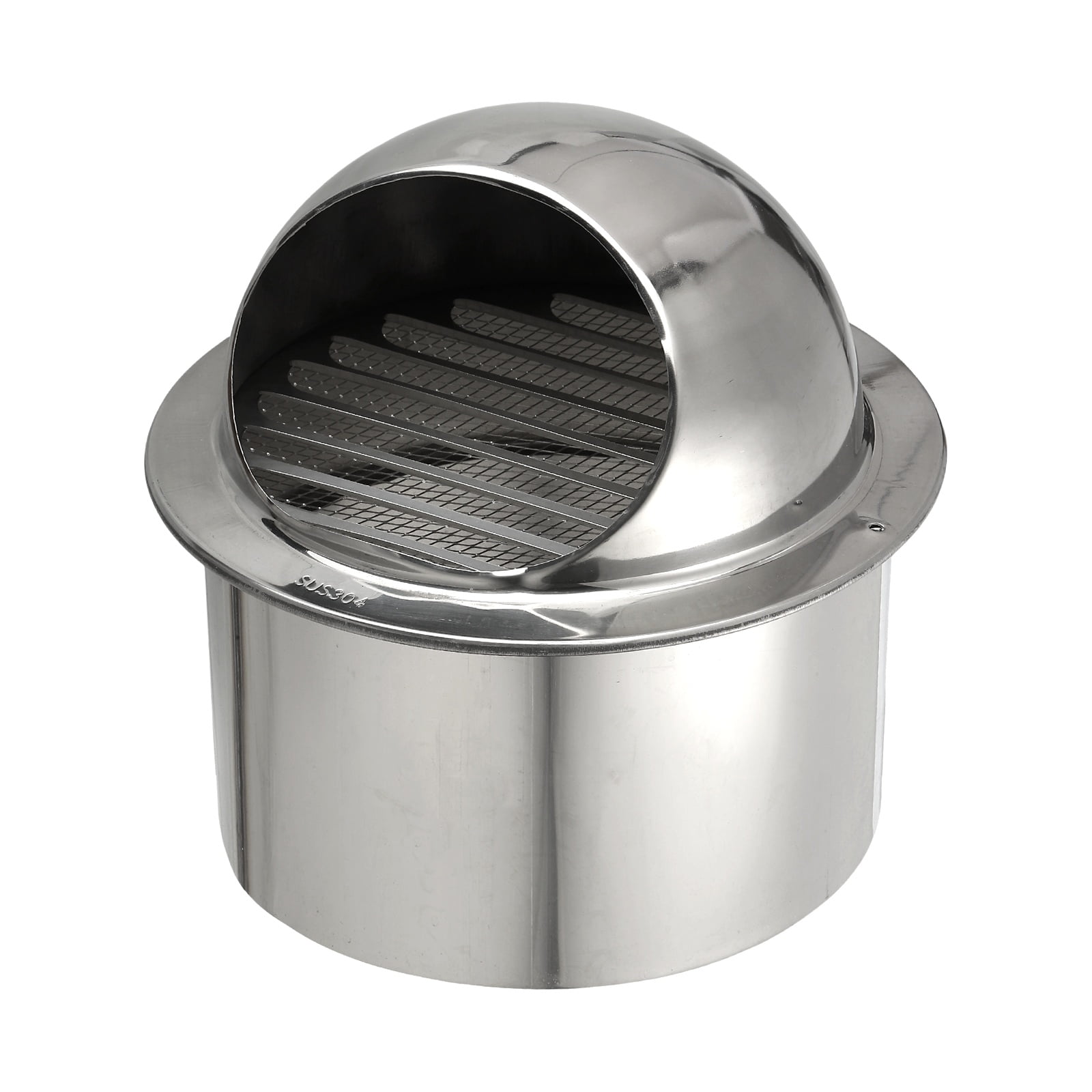 Uxcell 8" Round Soffit Air Vents, 4" Length 304 Stainless Steel Louver Grille Vent Cover for Kitchen Bathroom Ventilation, Silver
