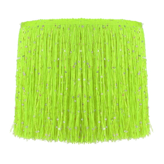 Uxcell Sequin Chainette Fringe Trim, Tassel Sewing Trim Fringes for Latin Fluorescent Green 2 Yard x 8 In