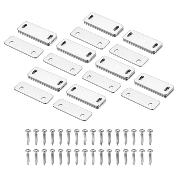 Uxcell 8 Set Cabinet Door Catch, Thin Cabinet Latch Lock Adhesive with Screw for Cupboard Kitchen Closet Door, Silver