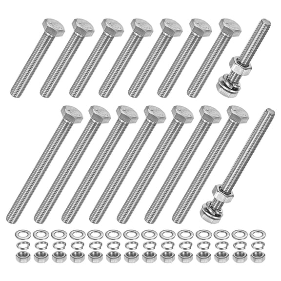 Uxcell 8 Set Hex Head Screw Bolt with Nuts Flat & Lock Washers M6x40mm M6x65mm